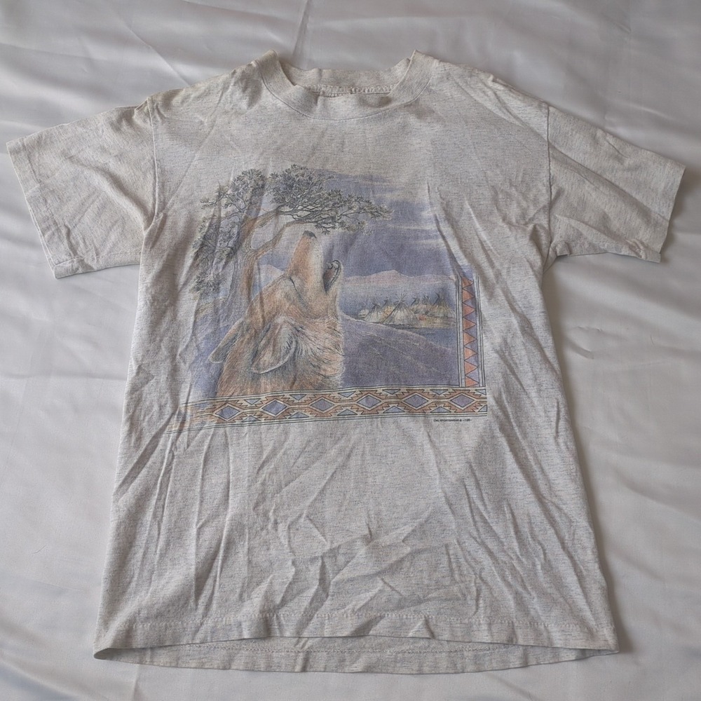 Vtg Grey Wolf Eagle Lightning Shirt 90's CMJ‎ Dave's Custom Cycle Taos NM